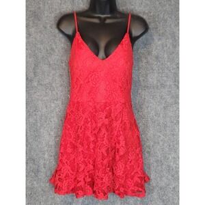 Speechless Red Floral Lace Mini Dress Sleeveless V Neck‎ Party Cocktail Women M